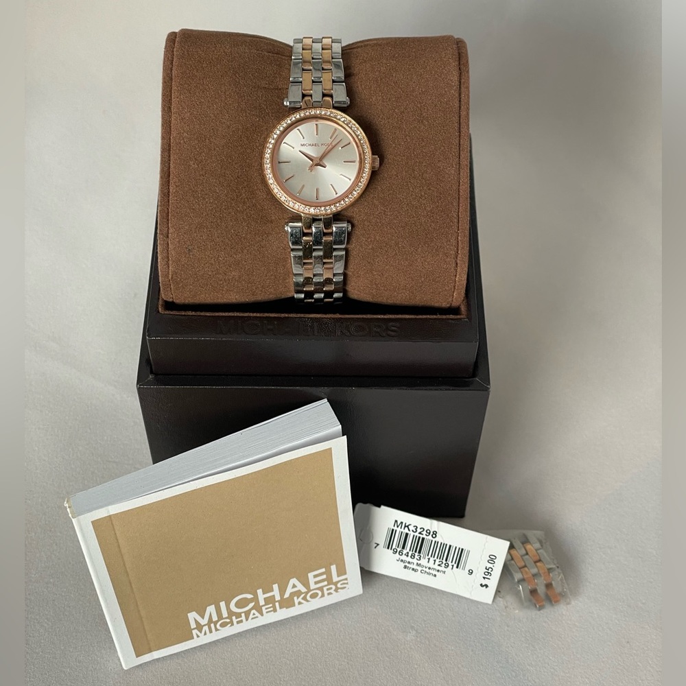 Michael Kors Petite Darci Silver and Rose Gold-Tone Watch